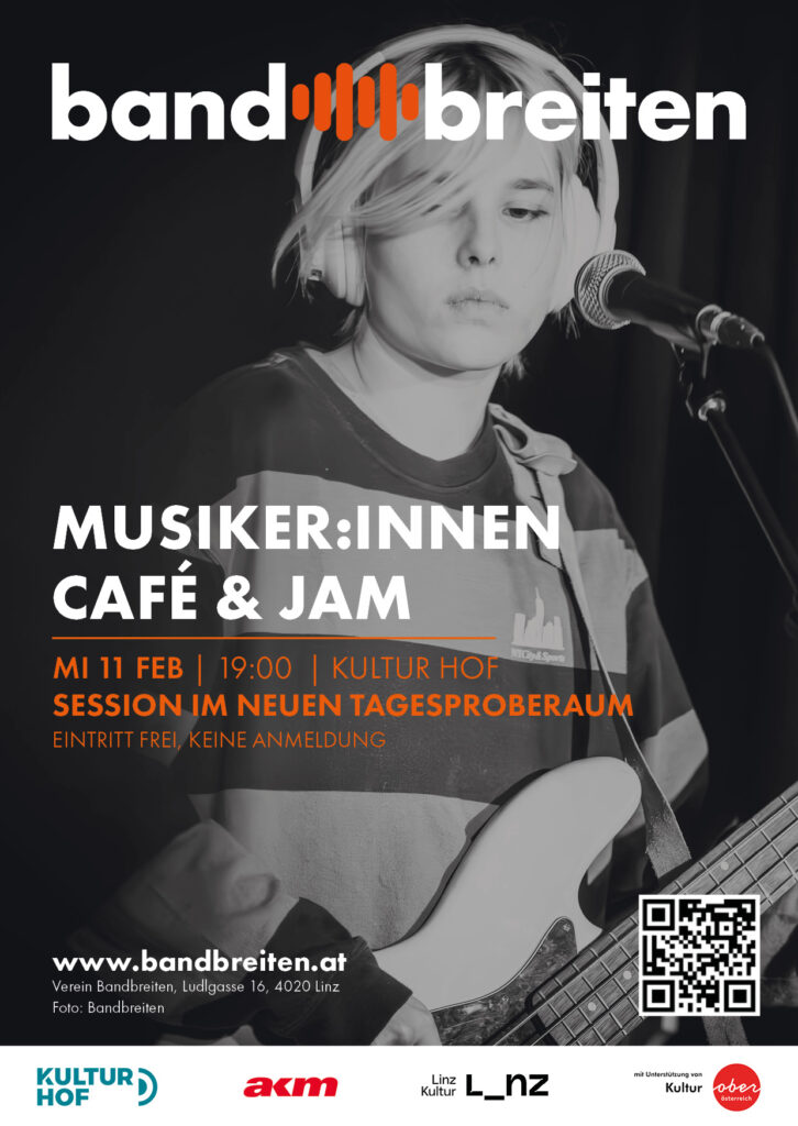 BANDBREITEN MUSIKER:INNEN CAFE & JAM -„Absorbertest und Plauderei – Das Musiker:innentreffen im neugestalteten Tagesproberaum“